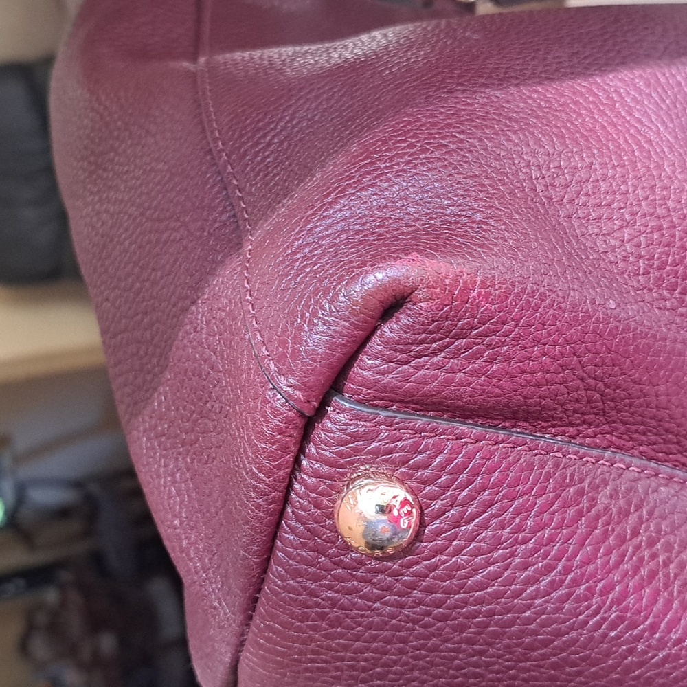 Michael Kors Burgundy/Merlot Pebble Leather Shoulder/Sat… - Picture 5 of 15